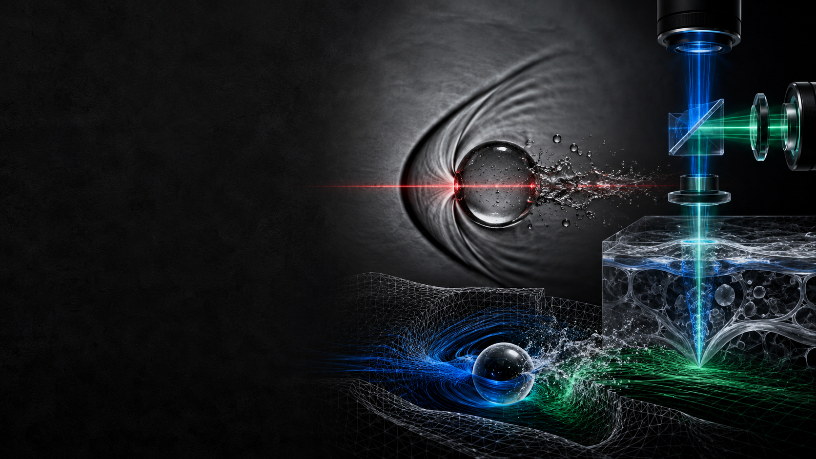 Conceptual visualization of laser delivery, transient flow measurement, and computational modeling.